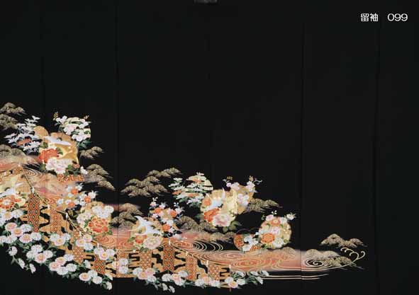 鶴に雲取り流水