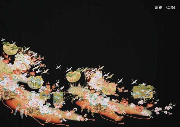 鶴と四君子花車