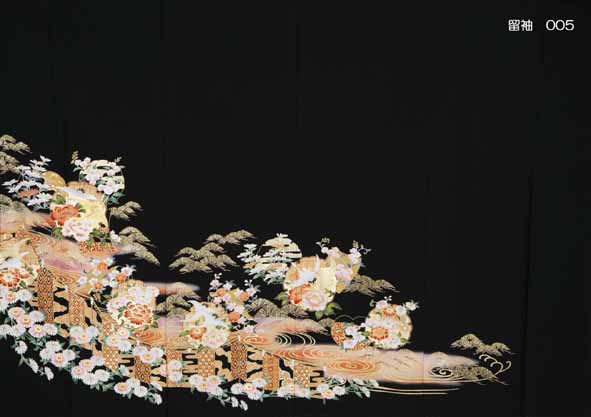 観世水四君子に鶴